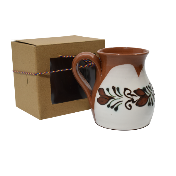 Cană ceramică Maramureș, alb-verde-maro, 03